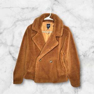 Gap brown faux fur peacoat xs sz